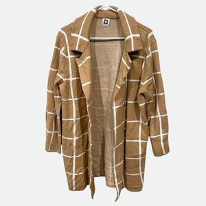 Anne Klein Tan Plaid Cardigan Size L